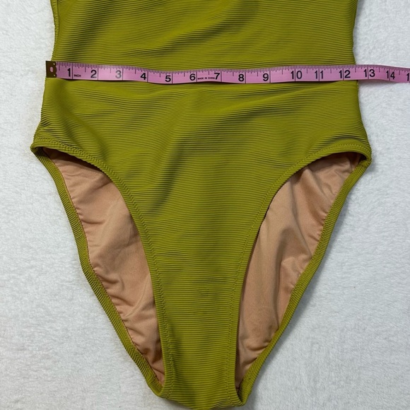 J. Crew Long Torso Ribbed Squareneck Green One Piece Swimsuit Sleek Design - Picture 6 of 14